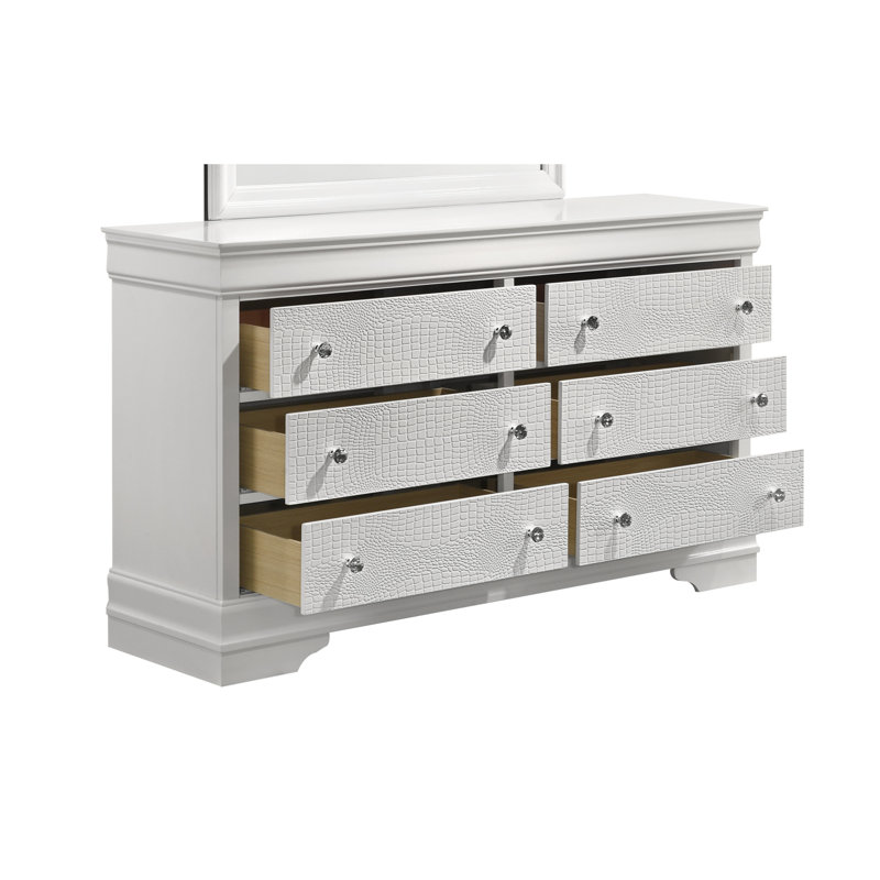 Commode 6 tiroirs Mylhana, Blanc