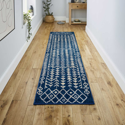 Tapis bleu marine / crème Keishara