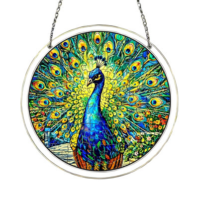 20cm Acrylic Hanging Decor Round  Art Ornament With Chain Indoor Outdoor Decoration Home Garden Patio Wall Art  Gift