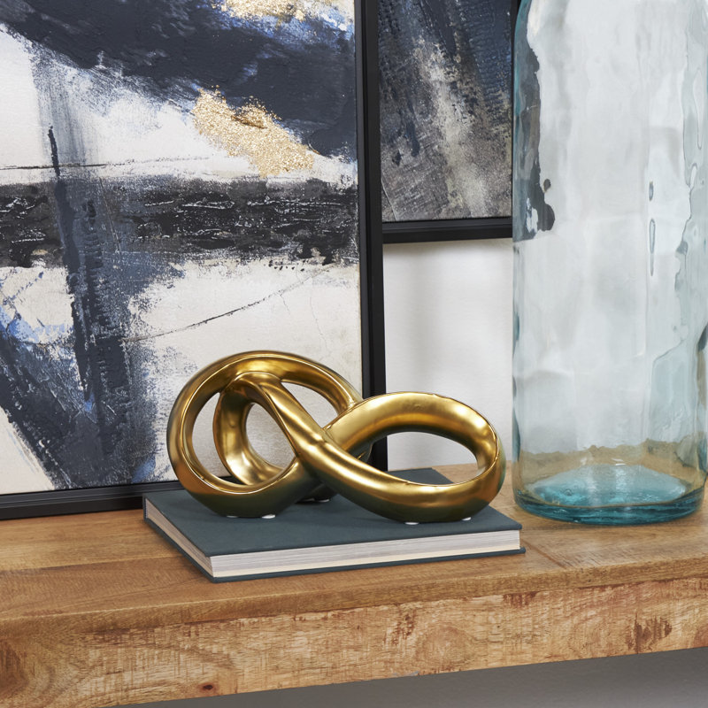 Reinoso Ceramic Infinity Loop Abstract Decorative Sculpture, Gold