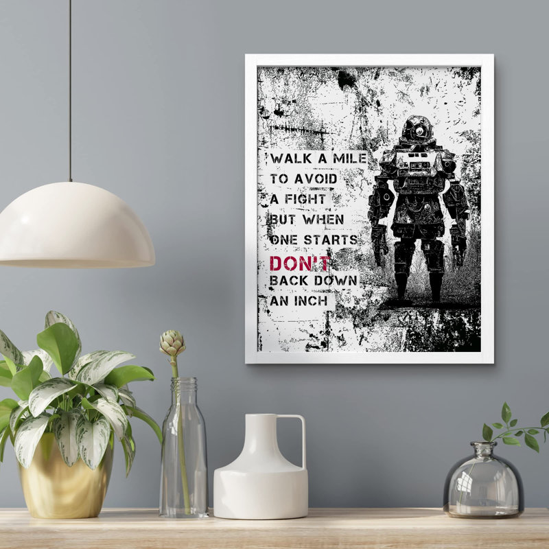 «Black and White Robot Destiny Titan» sur papier, Blanc, H 14 po x l 11 po