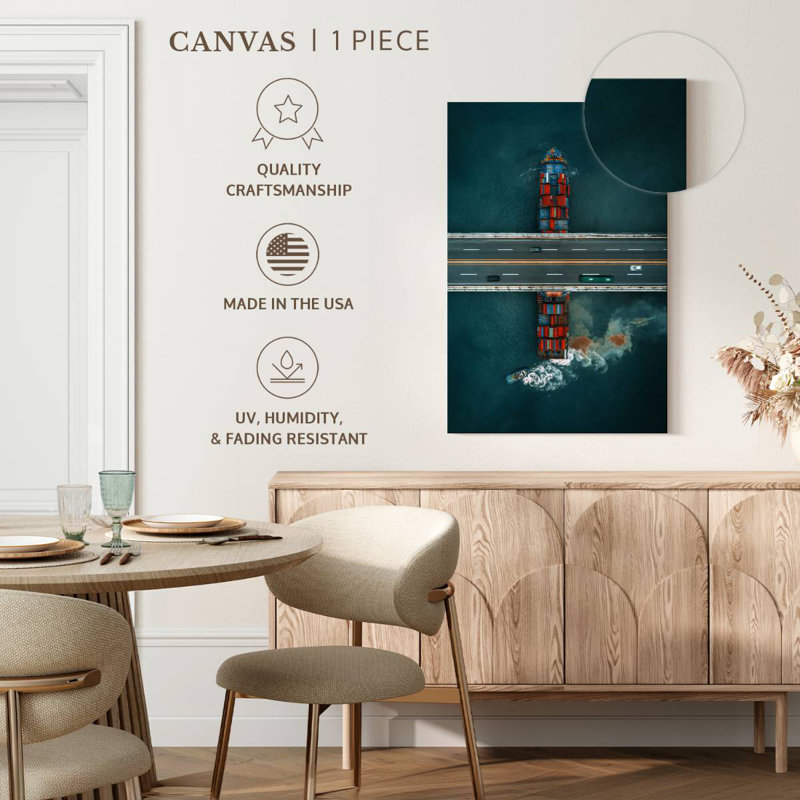 Mehar Cargo Ship Under Bridge, 48" H x 32" W