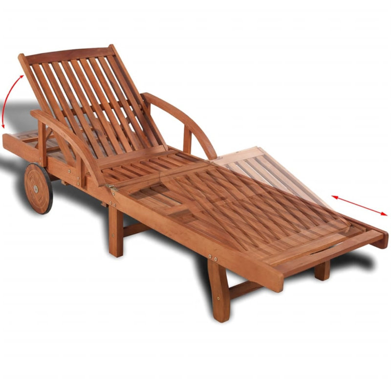 vidaXL Sun Lounger Natural Wood Solid Acacia Wood 79 x 26.8 x 32.7 in, Brown