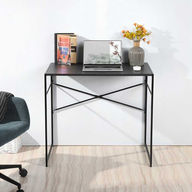 Hyardsite Metal Base Writing Desk, 28.3" H x 39.4" W x 18.9" D, Black