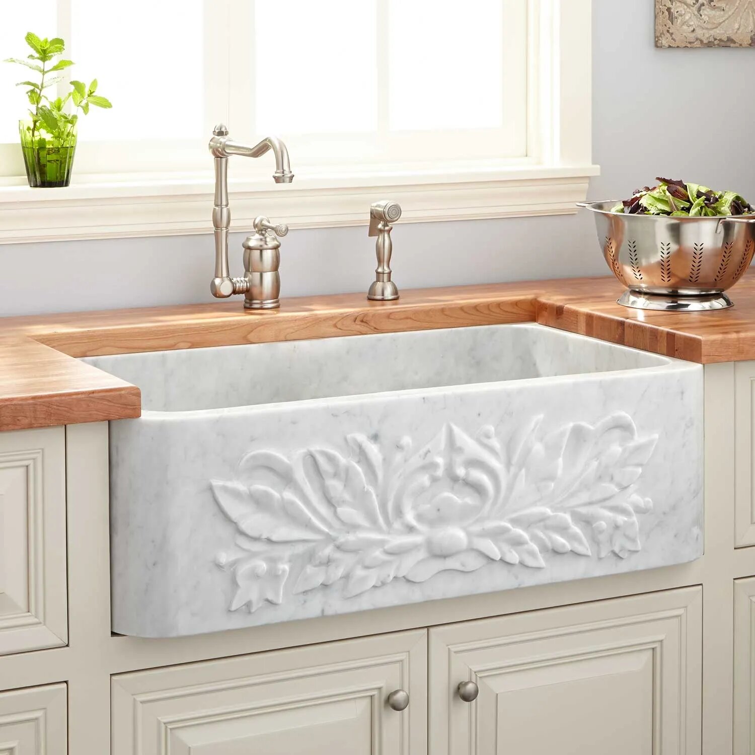 Signature Hardware 30 Ivy Polished Marble Farmhouse Sink Wayfair