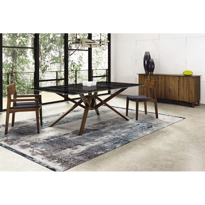 Exeter Rectangular Dining Table, Natural Walnut, 30"H x 84"L x 48"W, Black
