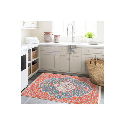 Tapis décoratif moderne à motif tissé délavé à la machine