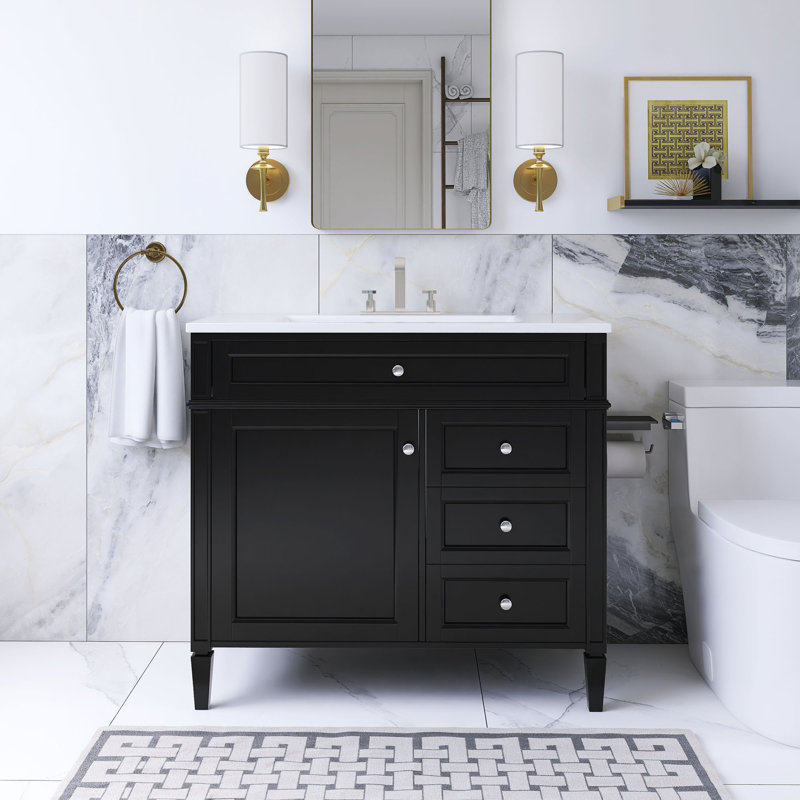 Meuble-lavabo sur pied 36 po, Argent argent, Noir, noir, noir, noir