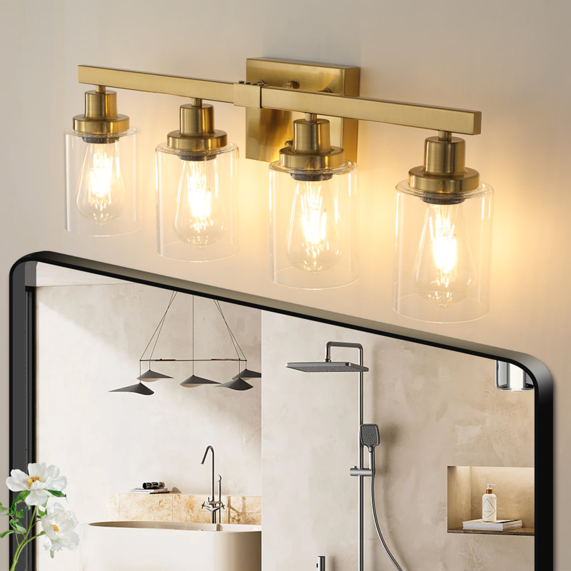 Applique murale moderne en fer forgé avec verre transparent pour salle de bain - Charme doré pour les espaces dressing