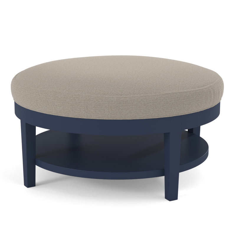 Midtown Upholstered Ottoman, Beige Performance Fabric; 0851-73, Honey Finish