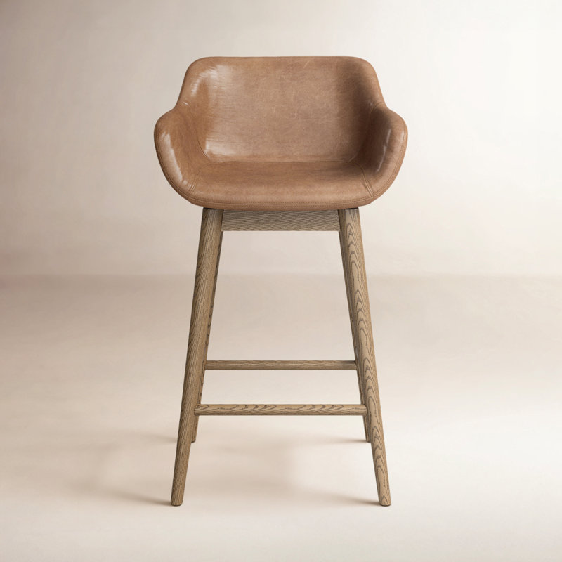 Hannah Swivel Stool, Sonoma Chestnut/Genuine Leather, Counter Stool (26.5" Seat Height), Amber Ash