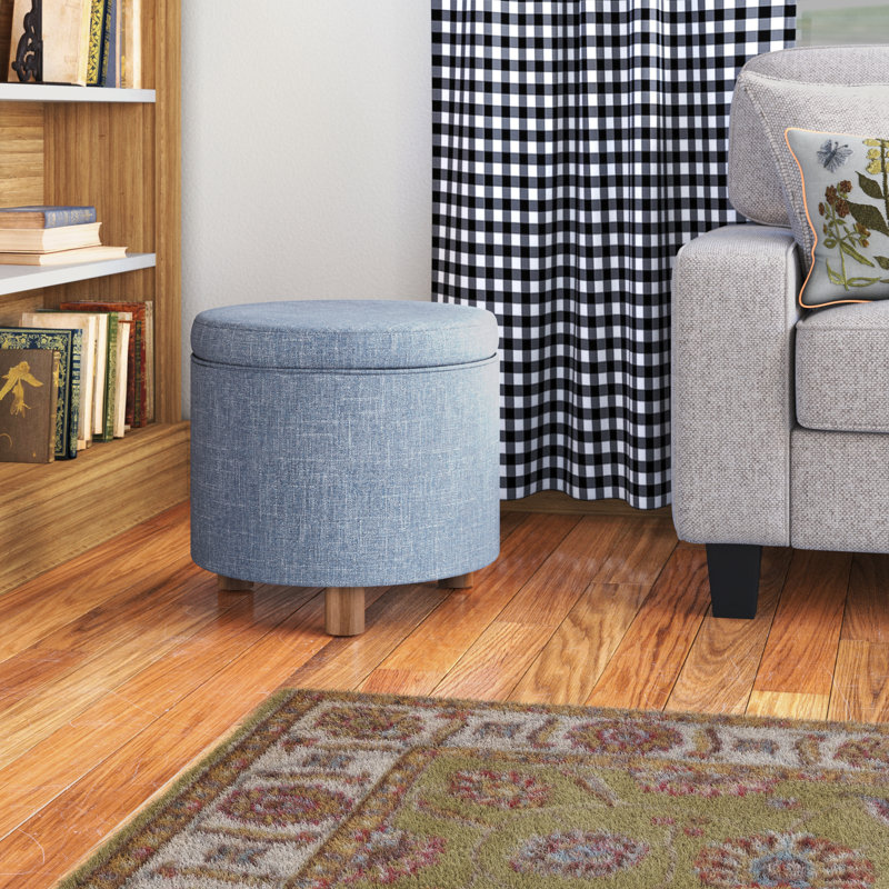 Amoret Upholstered Ottoman, Blue Twill