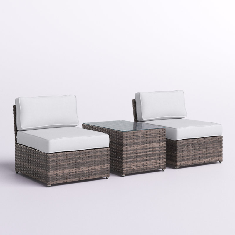 Elodie Wicker Fully Assembled 2 - Person Seating Group with Cushions