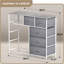 Commode 9 tiroirs Sorbus avec structure en acier et plateau en bois, gris-1890769844