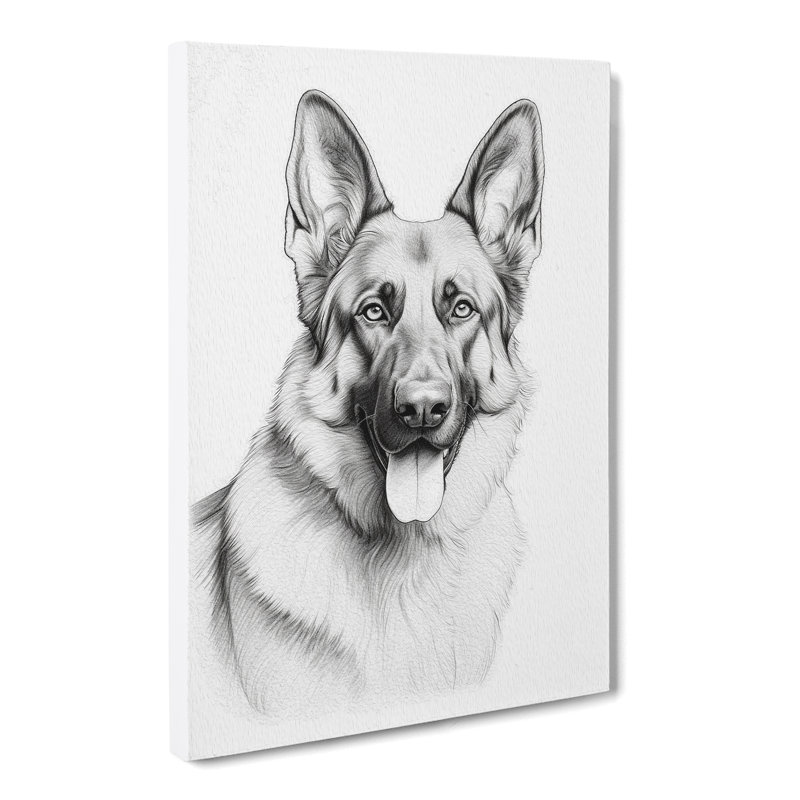 German Shepherd Line - Wrapped Canvas, 60cm H x 40cm W x 3cm D