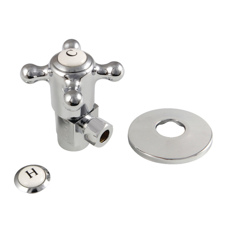 Kingston Brass 1/2-Inch FIP x 3/8-Inch OD Comp Anti-Seize Deluxe Quarter-Turn Ceramic Hardisc Cartridge Angle Stop with Flange