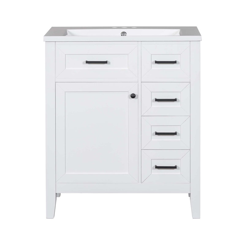 Armoire de salle de bain avec tiroirs 30 po, Blanc