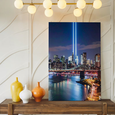 Canvas Tribute In Light Nyc Reverent Night Skyline With Commemorative Beams Wall Wall Art Ready To Hang Gallery Wrapped Home Decor