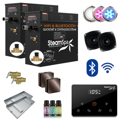 Black Series 15KW Steam Bath Generator With Fully Wireless Remote, BLUETOOTH, WIFI, And Auto Drain In Oil Rubbed Bronze