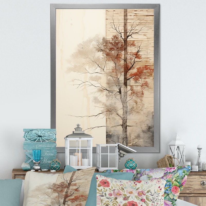 Minimalisme, séquoia beige, impression sur toile encadrée, H 44 po x l 34 po x P 1,5 po, Cadre simple argenté