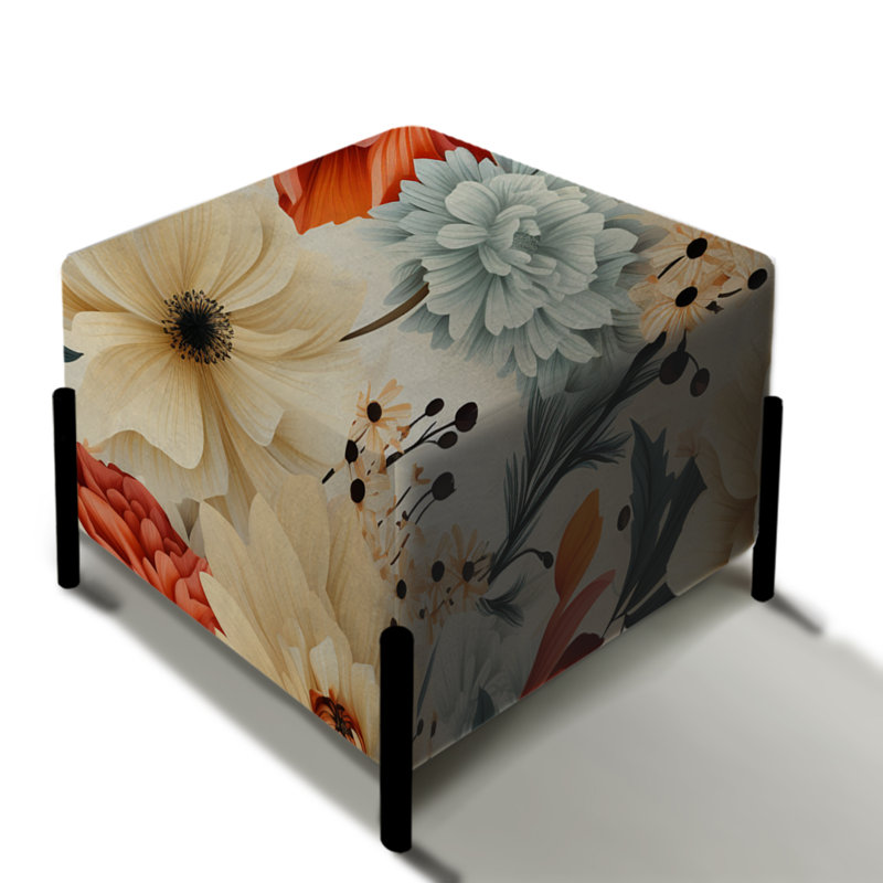 Levada - Elegant Beige Country Blossom Charm - Repose-pieds floral carré