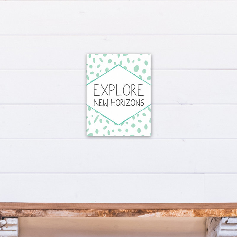 Art sur toile, "explore new horizons" Britton, H 14 po x l 11 po x P 1,25 po, Bleu sarcelle