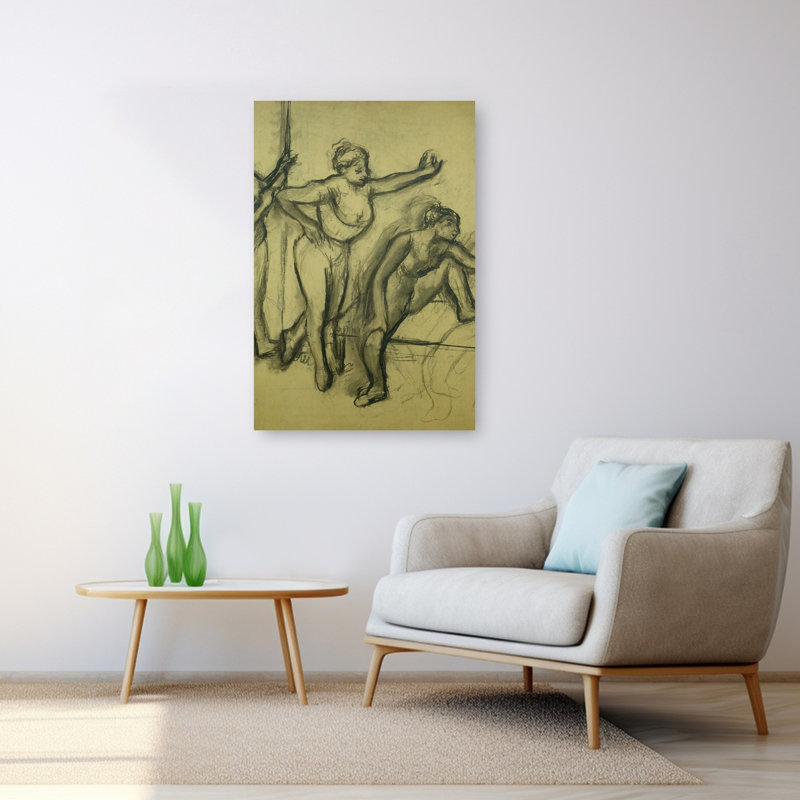 Trois danseuses, vers 1900, estampe d'art mural abstrait impressionniste contemporain, H 48 po x l 32 po