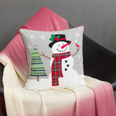 Decorative Christmas Tree Snowman Throw Pillow Cover 18 x 18 inches