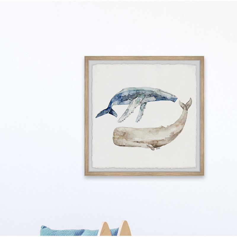 «Whale Duo» par Mayview, reproduction encadrée, H 18 po x l 18 po x P 1,5 po