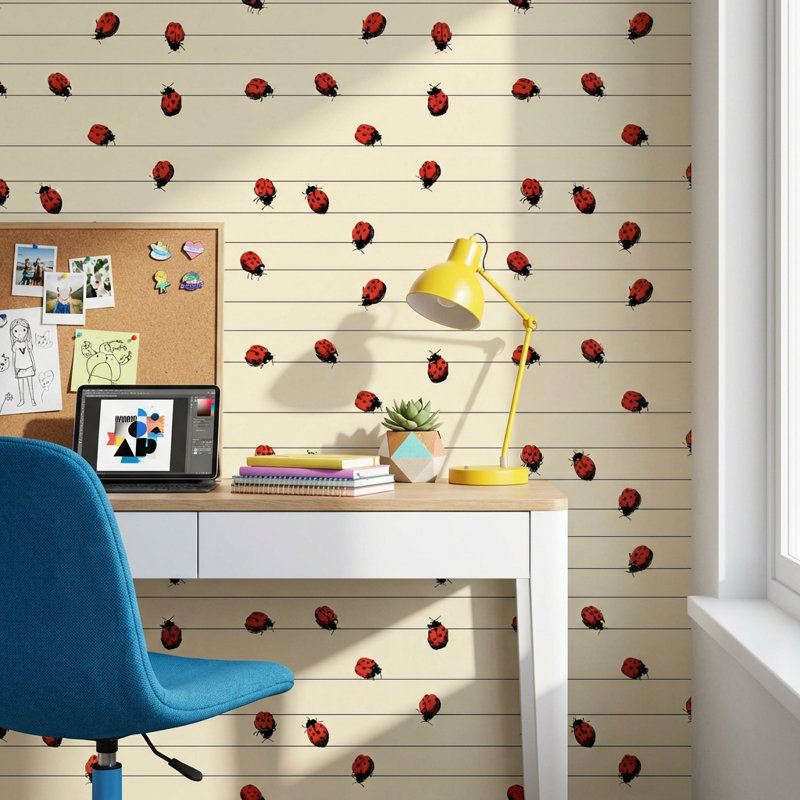 Rouleau de papier peint mural moderne coccinelle, Texturé non collé