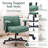 26" Wide Chenille  Criss Cross Office Chair with Wheels, Cross-Legged Desk Chair with Flip-Up Height Adjustable Arms, Lumbar Support, Swivel Vanity Chair for Home Office, Bedroom, Study, 350 lbs-1909675316