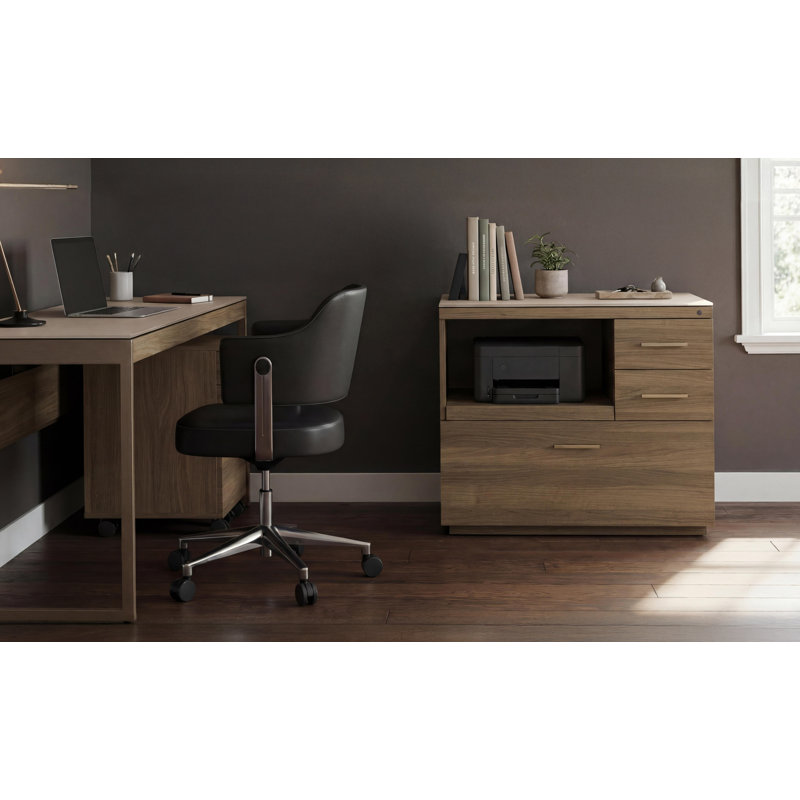 Sequel Studio Multifunction Credenza - 6617, Neo Walnut/Bronze