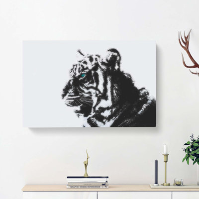 White Bengal Tiger In Abstract - Wrapped Canvas