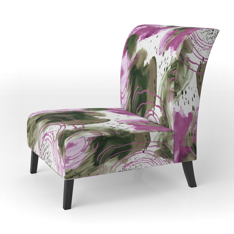 Kyleena 22" W Abstract Slipper Chair, Pink/Black/Brown/White/Green