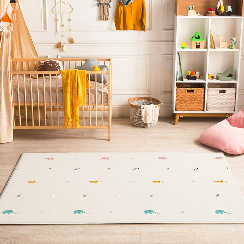 Tapis de jeu en plastique doux réversible Jungle Friends / Double Herringbone