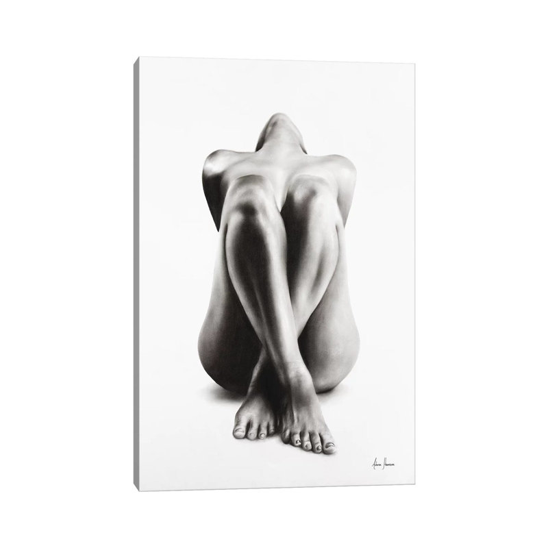 Nude Woman Charcoal Study 63 by Ashvin Harrison - Wrapped Canvas Painting, Wrapped Canvas, 20.32 cm H x 30.48 cm W