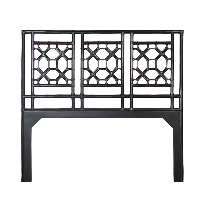 Rattan Open-Frame Headboard, Queen, Black
