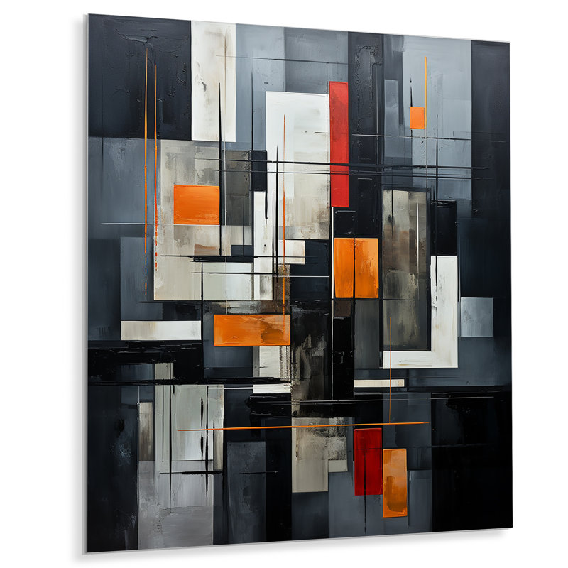 - Impression murale en métal formes abstraites, H 32 po x l 16 po