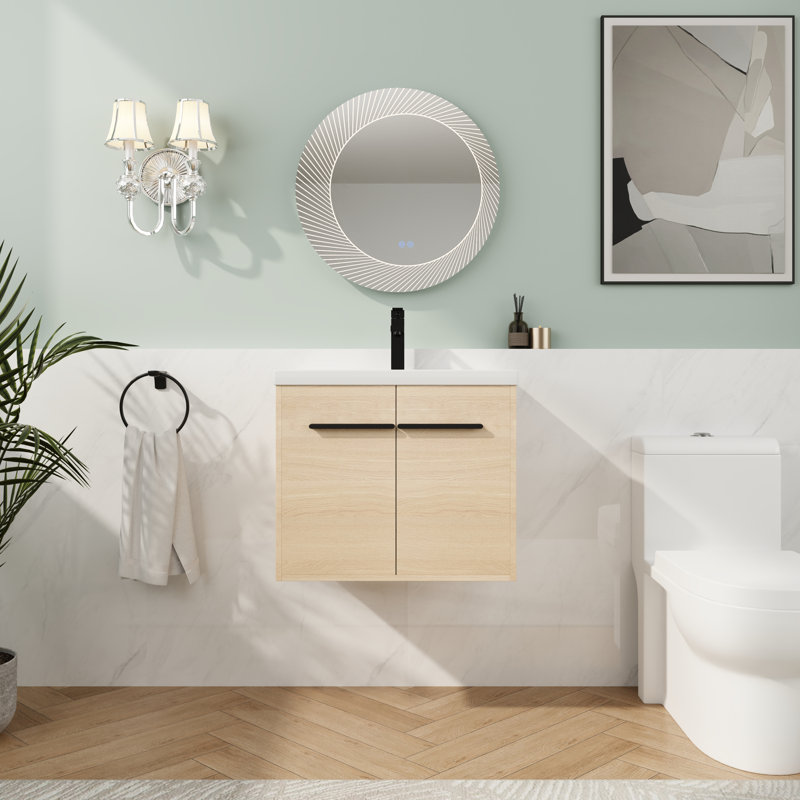 Meuble-lavabo de salle de bain - Lavabo de comptoir en résine avec rangement, 24"