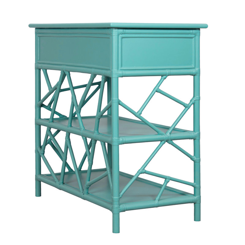 End Table with Storage, Turquoise