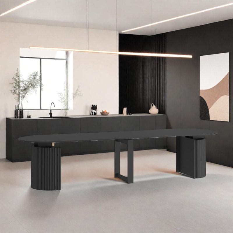 Table de salle à manger extensible pliable pour 1 à 10 personnes, table ovale extensible en bois pour la salle à manger ou les réunions