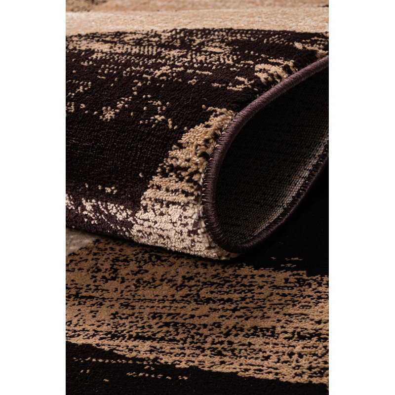 Abstract Area Rug, Brown, Rectangle 120 x 170 cm