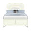 Grand lit à panneau beige avec tête de lit à DEL, style moderne, sommier tapissier requis, pieds géométriques, coins arrondis, bois massif et fabrication, revêtement pour chambre à coucher avec design, nécessaire, rebords, rembourrage,-262643443
