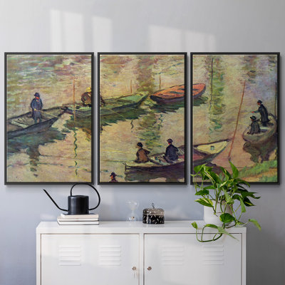 "Fishermen on the seine at poissy", reproduction d'art encadrée sur toile par Claude Monet