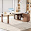 Bureau de direction en L de 78,7 pouces avec armoire de rangement, bureau à domicile moderne avec tablettes et support pour unité centrale, bureau d'ordinateur blanc crème et noyer pour professionnels