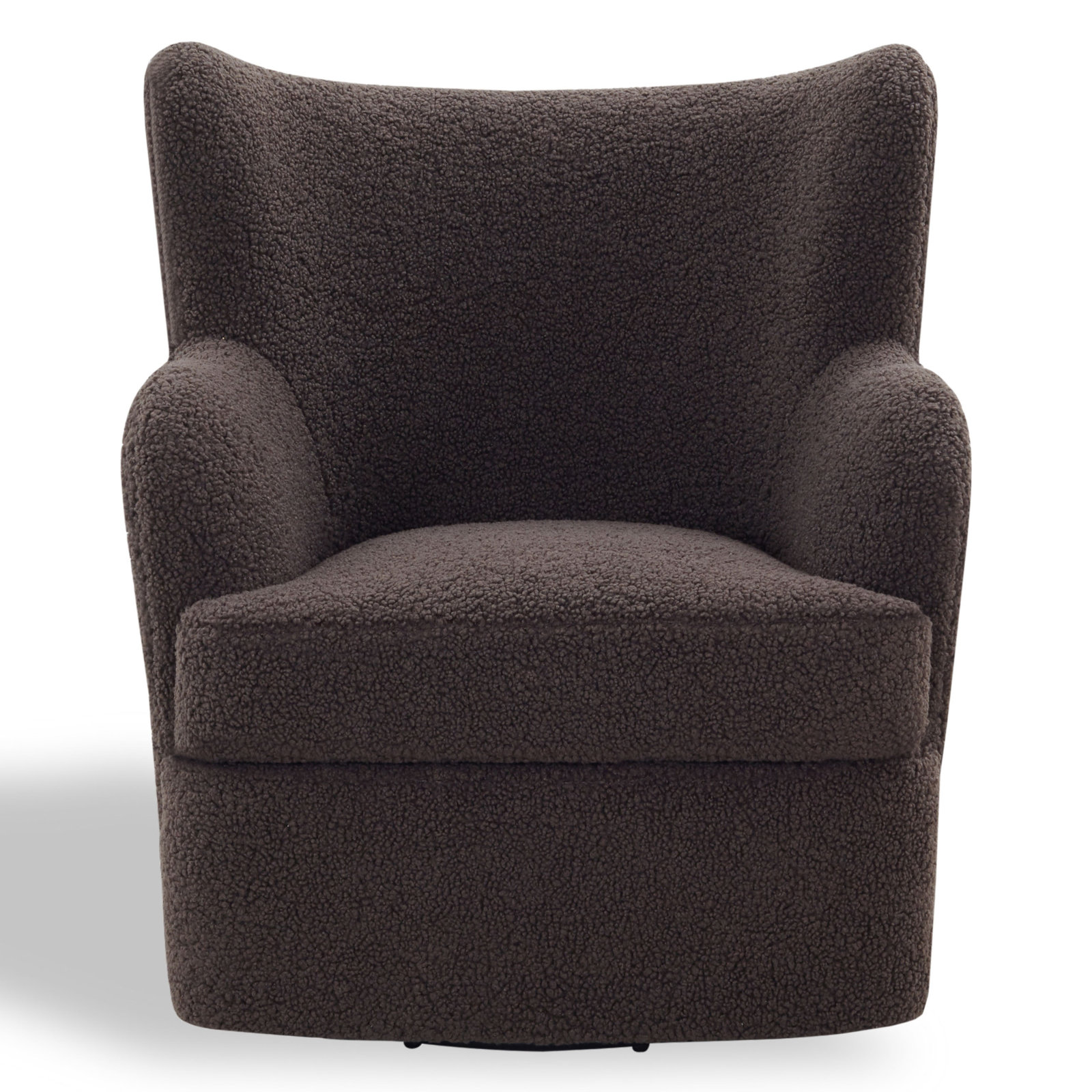 Eliora Wingback Swivel Chair, Dark Brown Faux Shearling