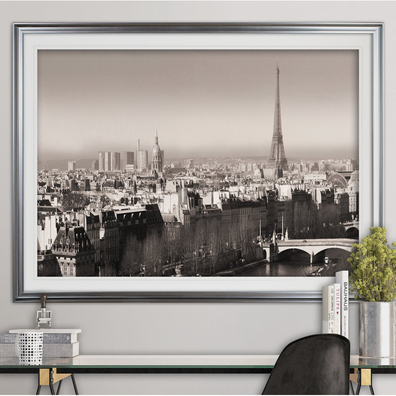 " Paris View Triptych ", Silver, 30" H x 40" W x 1.5" D