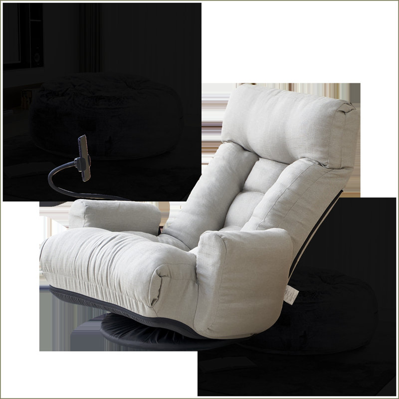 Adjustable Lazy Sofa Chair for Living Room – 360° Rotatable, 5-Position Recline | Gray | Curved