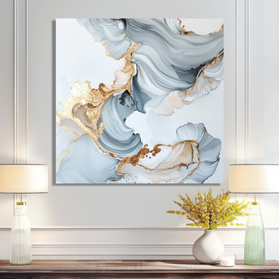 «Ephemeral Moments Of Marble Ink I», art mural abstrait en métal, impression murale en marbre