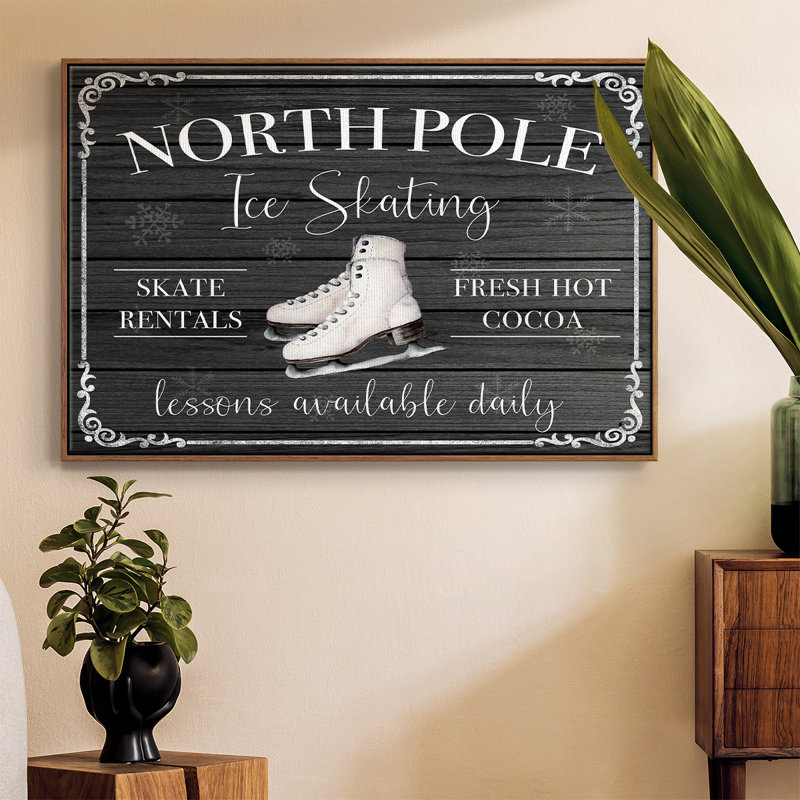 Patin à glace North Pole, H 27 po x l 41 po x P 2 po, Toile avec cadre noyer
